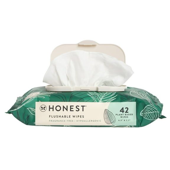 The Honest Company Flushable Wipes, 42 Count, Tropical Leaves