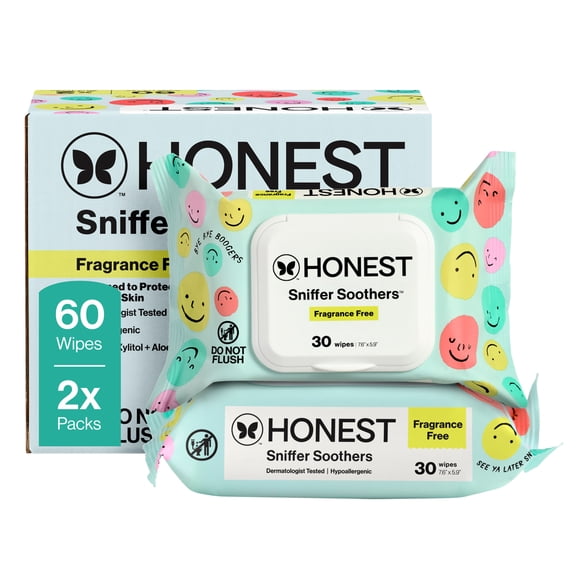 The Honest Company Sniffer Soothers Nose and Face Wipes 60 Count