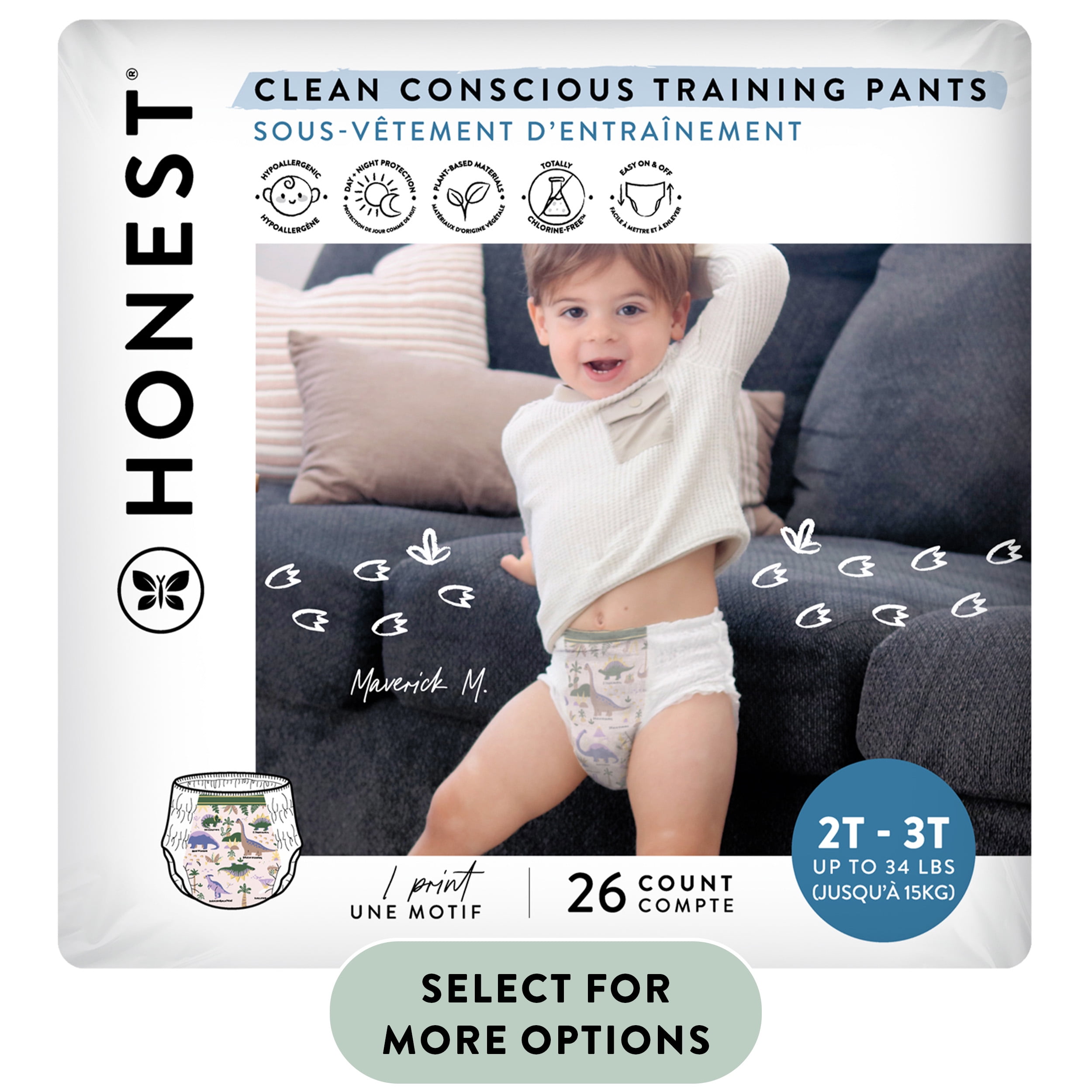 The Honest Company Training Pants, Size 2T-3T, 26 Count (Select for More  Options) 