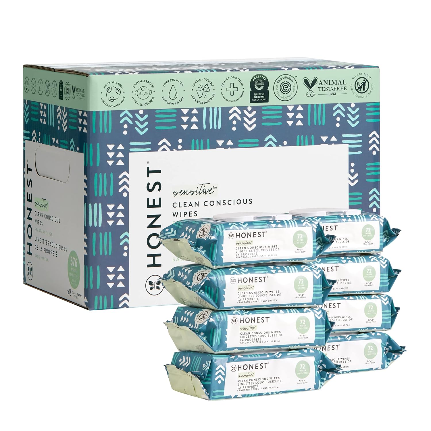 The Honest Company , Unscented Baby Wipes 99 Water , Hypoallergenic