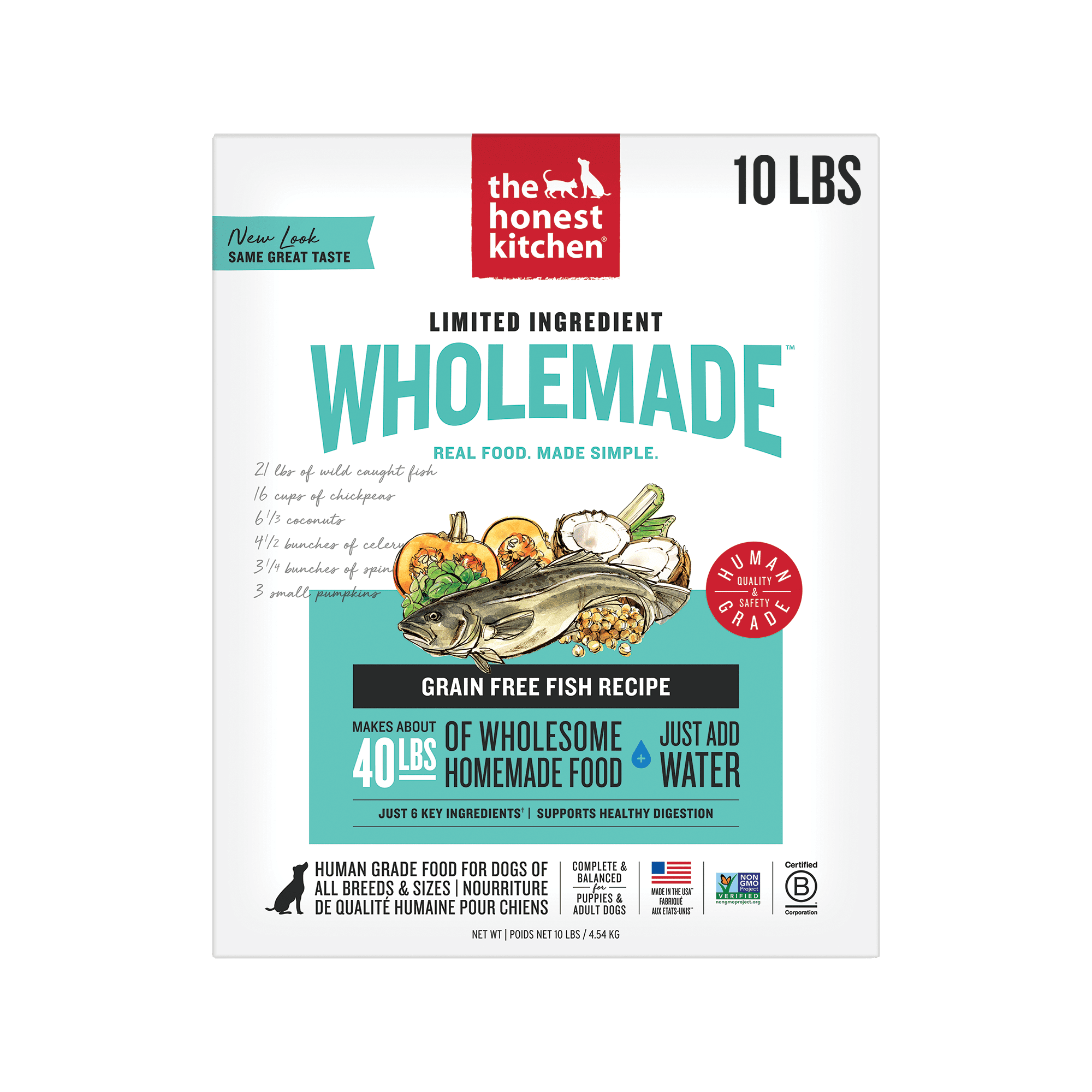 The Honest Kitchen Brave: Dehydrated Minimalist Limited Ingredient Dog Food, Grain Free Fish & Coconut, 10 lbs (Makes 40 lbs)