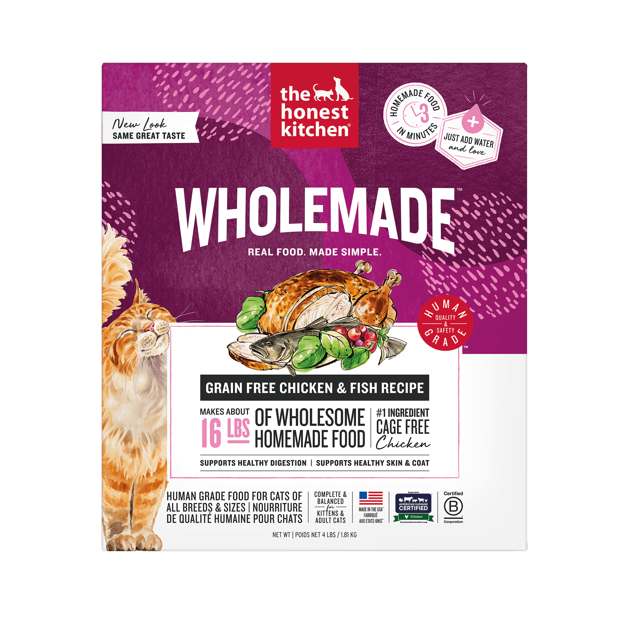 The Honest Kitchen Dehydrated Grain Free Chicken & Fish Cat Food, 4 lb Box
