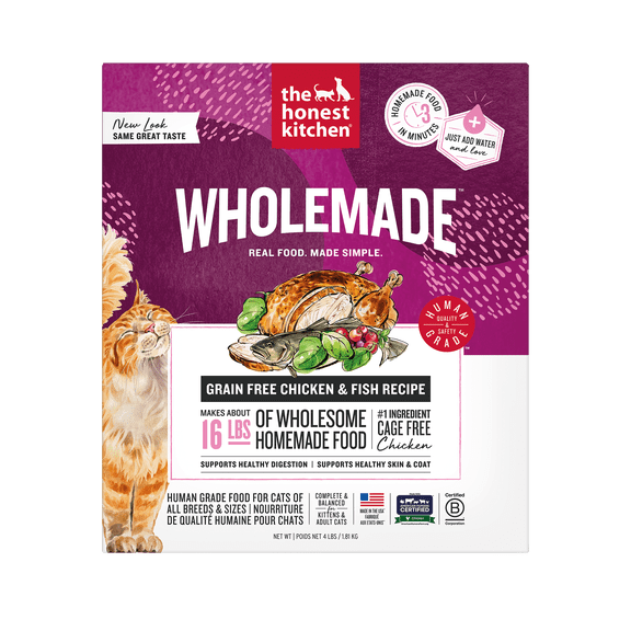 The Honest Kitchen Dehydrated Grain Free Chicken & Fish Cat Food, 4 lb Box