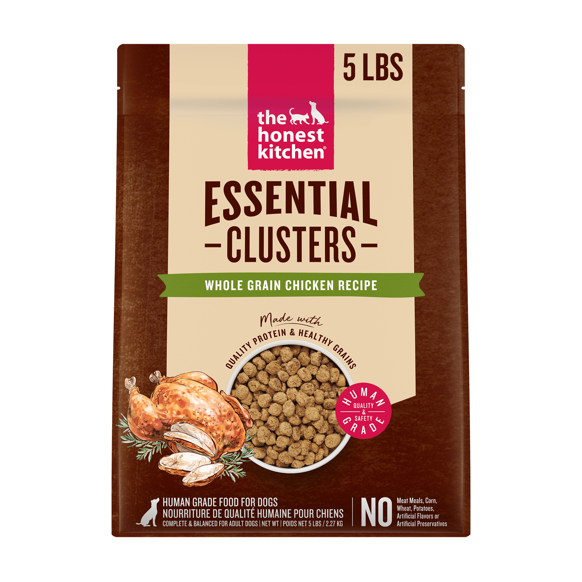 The Honest Kitchen Human Grade Essential Clusters Dry Dog Food Whole Grain Chicken Dry Dog Food 5 lb Bag