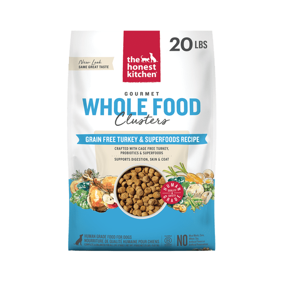 The Honest Kitchen Human Grade Dry Dog Food, Grain Free Whole Food Clusters Dog Food - Turkey 20 lb
