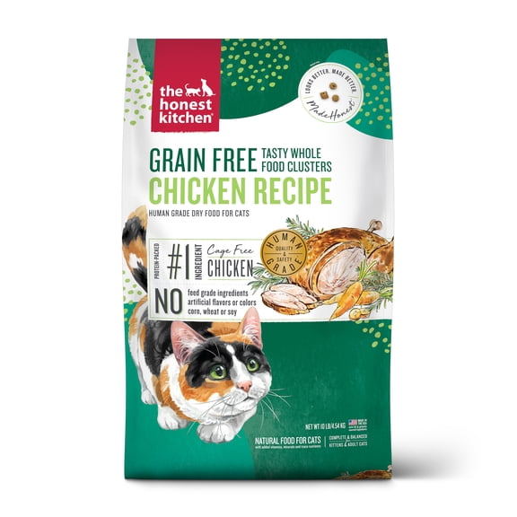 The Honest Kitchen Human Grade Dry Dog Food Whole Food Clusters Grain Free Chicken Dry Cat Food, 10 lb Bag