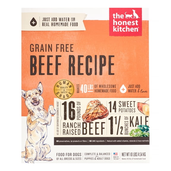 The Honest Kitchen Love: Natural Human Grade Dehydrated Dog Food, Grain Free Beef, 10 lbs (Makes 40 lbs)