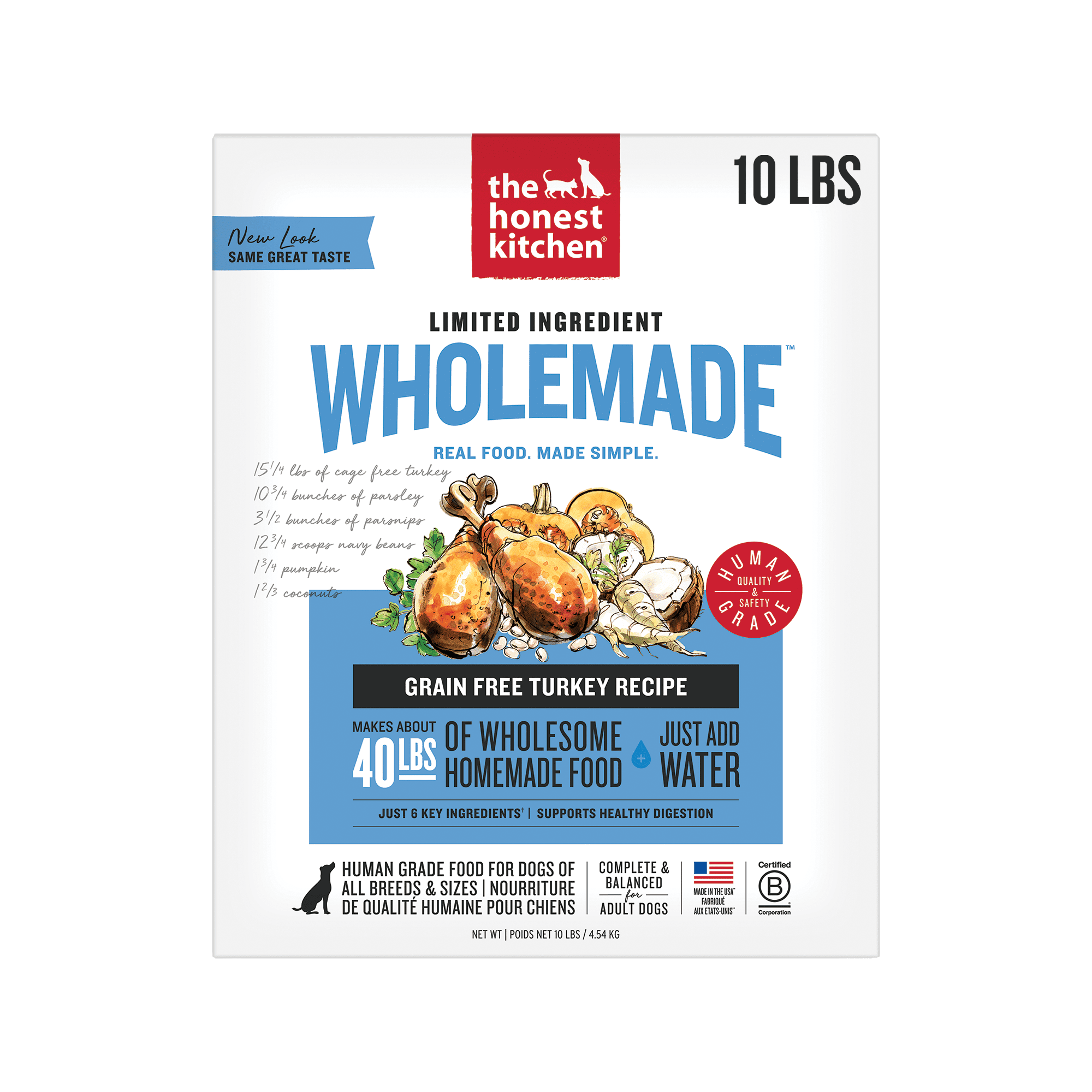 The Honest Kitchen Marvel Vegetable & Turkey Dehydrated Wet Dry Dog Food, Grain Free, 10 lb Box