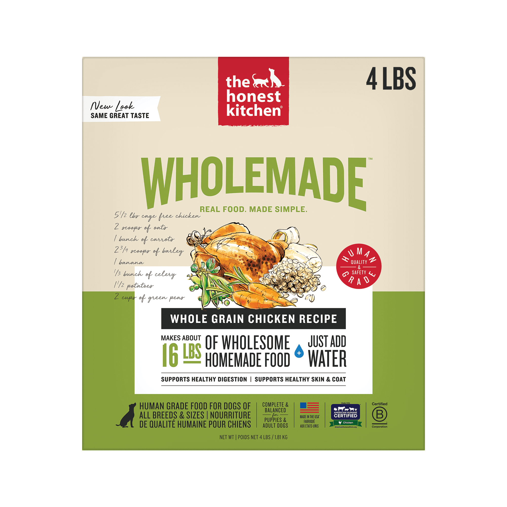 The Honest Kitchen Revel: Natural Human Grade Dehydrated Dog Food, Chicken & Organic Grains, 4 lbs (Makes 16 lbs)