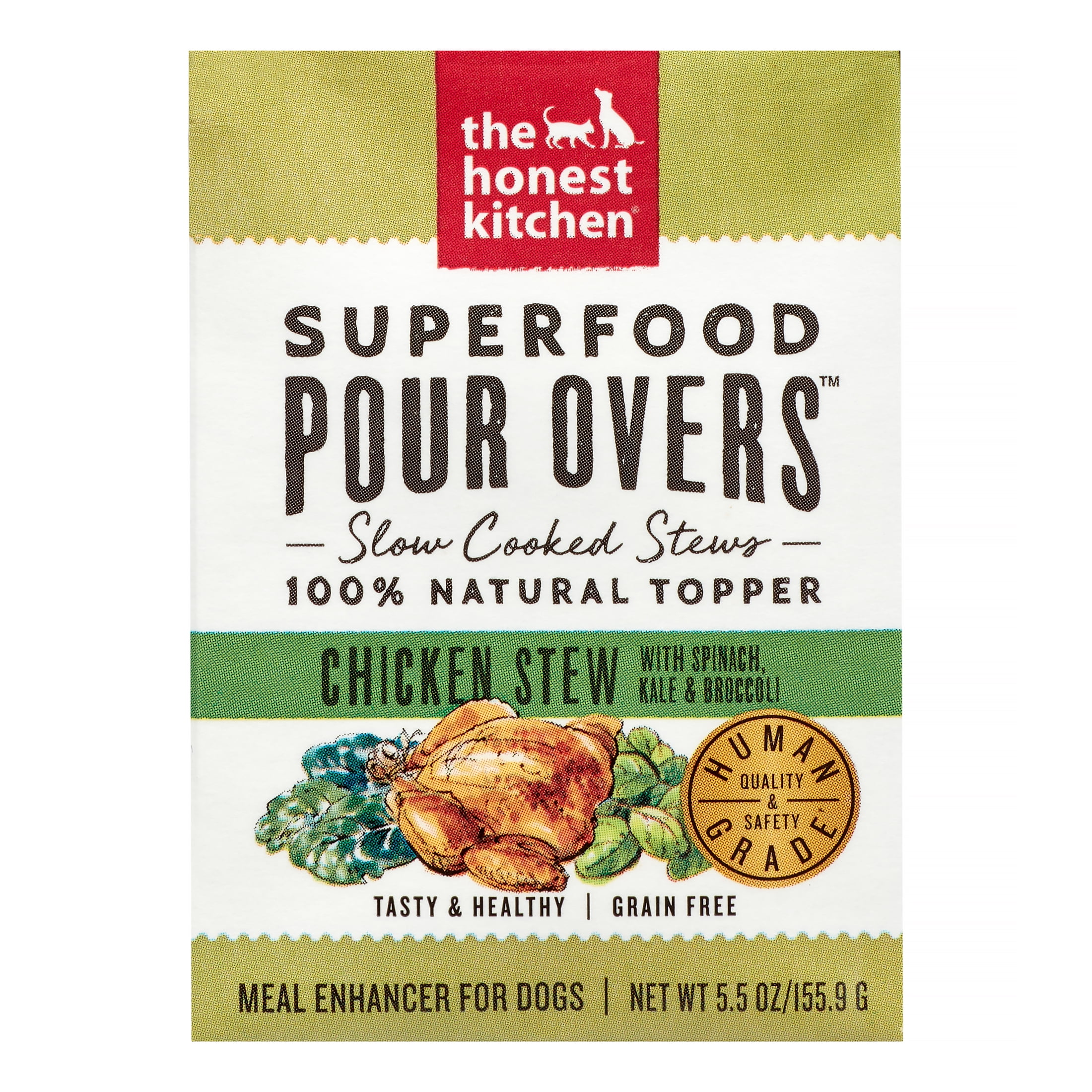 The Honest Kitchen Pour Overs Grain Free Chicken Stew with Spinach, Kale & Broccoli Food Topper for Dogs The Honest Kitchen Pour Overs Grain Free Chicken Stew with Spinach, Kale & Broccoli Food Topper for Dogs