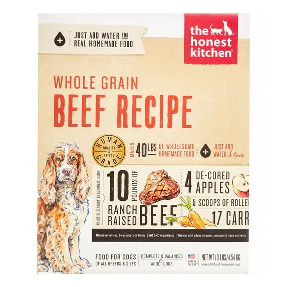 The Honest Kitchen Verve: Natural Human Grade Dehydrated Dog Food, Beef & Organic Grains, 10 lbs (Makes 40 lbs)