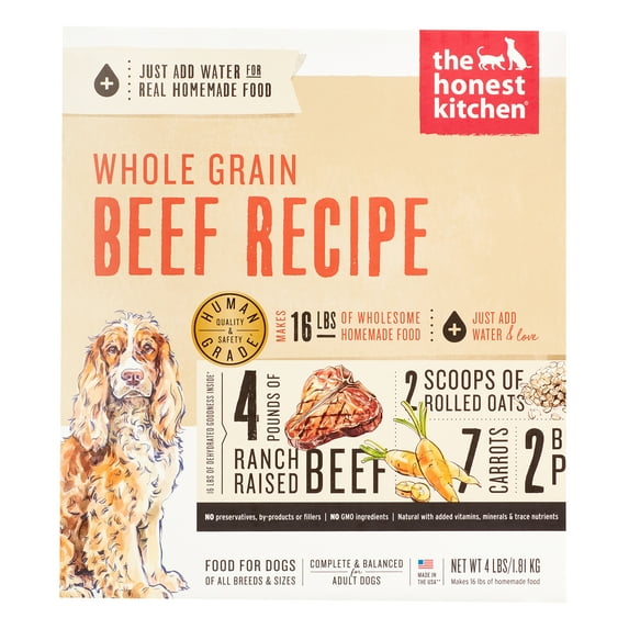 The Honest Kitchen Verve: Natural Human Grade Dehydrated Dog Food, Beef & Organic Grains, 4 lbs (Makes 16 lbs)
