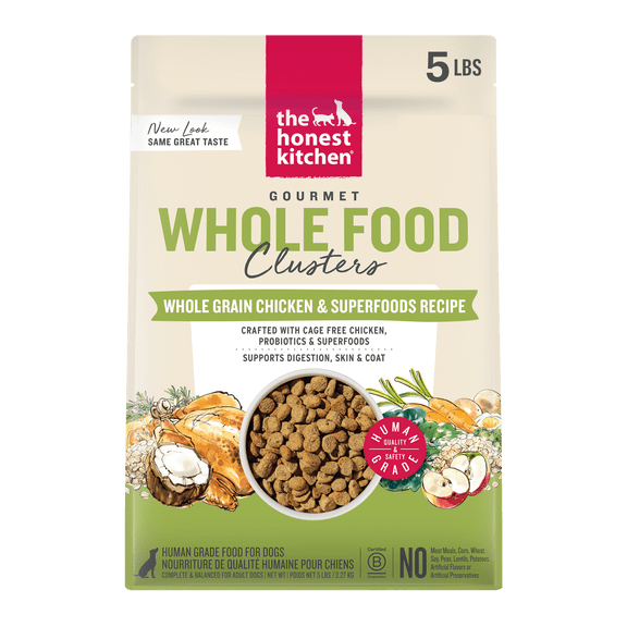 The Honest Kitchen Human Grade Dry Dog Food Whole Food Clusters Whole Grain Chicken & Oat Dry Dog Food, 5 lb Bag