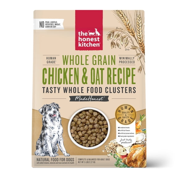 The Honest Kitchen Human Grade Dry Dog Food Whole Food Clusters Whole Grain Chicken & Oat Dry Dog Food, 5 lb Bag