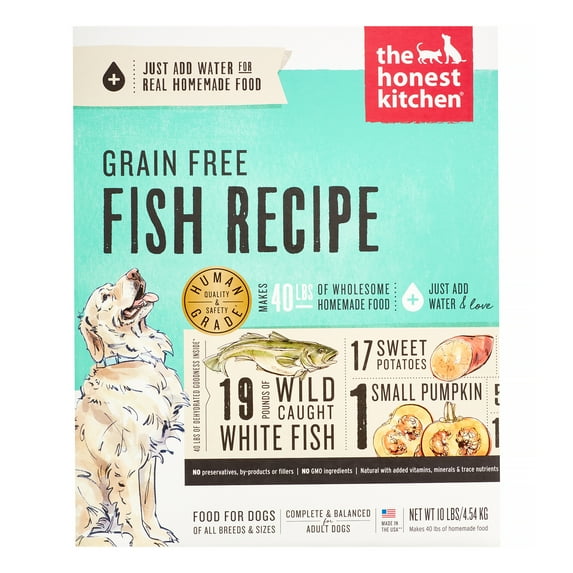 The Honest Kitchen Zeal: Natural Human Grade Dehydrated Dog Food, Grain Free White Fish, 10 lbs (Makes 40 lbs)