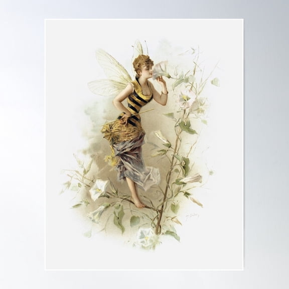 The Honey Bee Fairy Poster Wall Art, Modern Wall Decor For Living Room Bedroom, 24x36 UNFRAMED