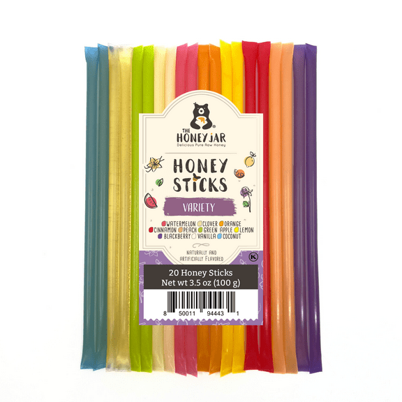 The Honey Jar - Assorted Variety Pack Honey Sticks - 20 Count Package