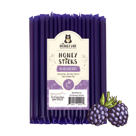 The Honey Jar - Blackberry Naturally Flavored Honey Sticks - 50 Count Package