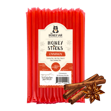The Honey Jar - Cinnamon Flavored Honey Sticks - 50 Count Package