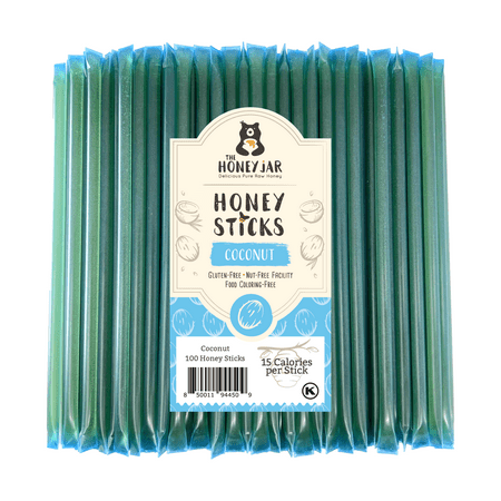 The Honey Jar - Coconut Flavored Honey Sticks - 100 Count Package