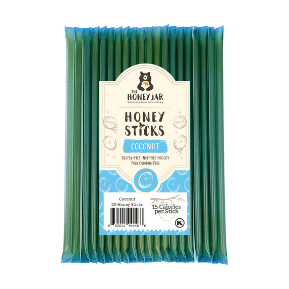 The Honey Jar - Coconut Flavored Honey Sticks - 20 Count Package
