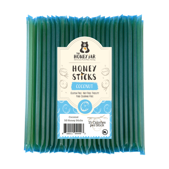 The Honey Jar - Coconut Flavored Honey Sticks - 50 Count Package