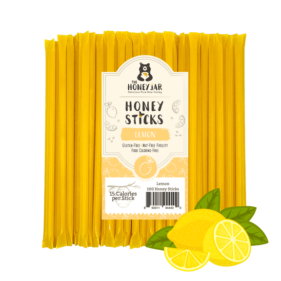 The Honey Jar - Lemon Flavored Honey Sticks - 100 Count Package