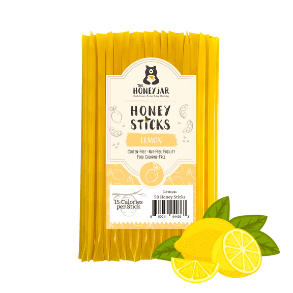 The Honey Jar - Lemon Flavored Honey Sticks - 50 Count Package