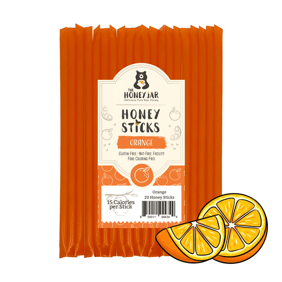The Honey Jar - Orange Flavored Honey Sticks - 20 Count Package