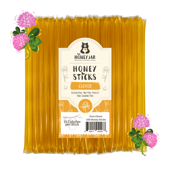 The Honey Jar - Pure American Clover Honey Sticks - 100 Count Package