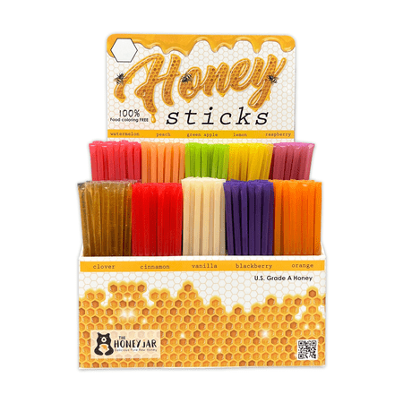 The Honey Jar - Traditional Honey Stick Retail Display with 500 Assorted Honey Sticks