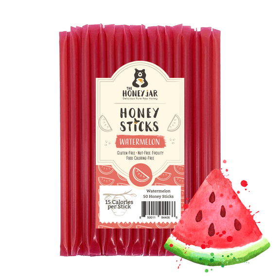 The Honey Jar - Watermelon Flavored Honey Sticks - 50 Count Package