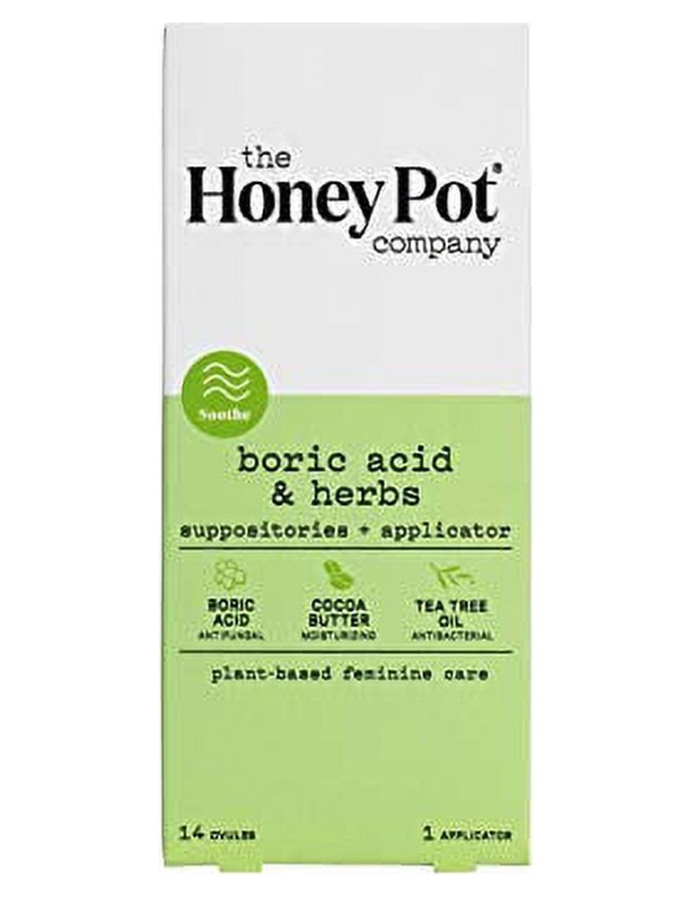 The Honey Pot Boric Acid & Herbs Suppositories, 14 Count, 2 Pack