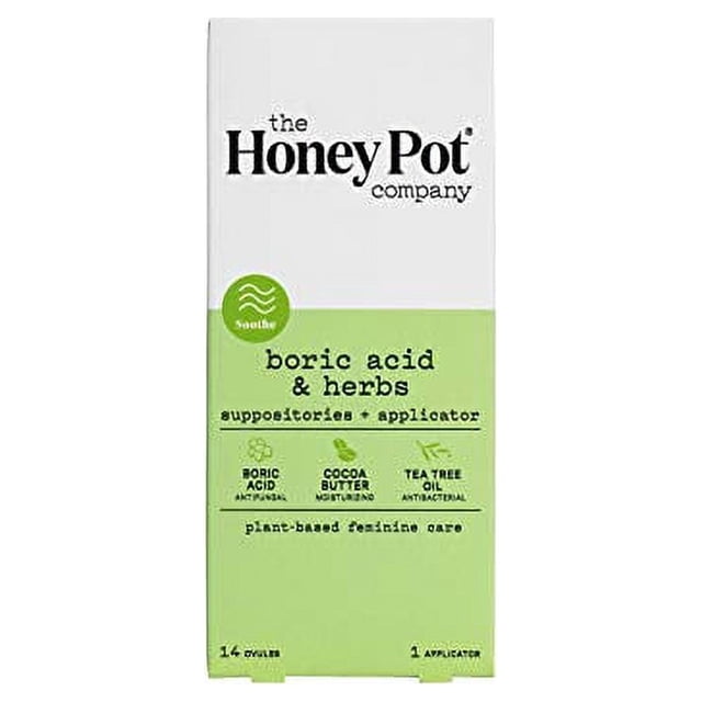 The Honey Pot Boric Acid & Herbs Suppositories, 14 Count, Vaginal