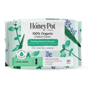 Honey Pot 100% Organic Cotton Cover Cooling Herbal Infusion Long Liners, 30ct