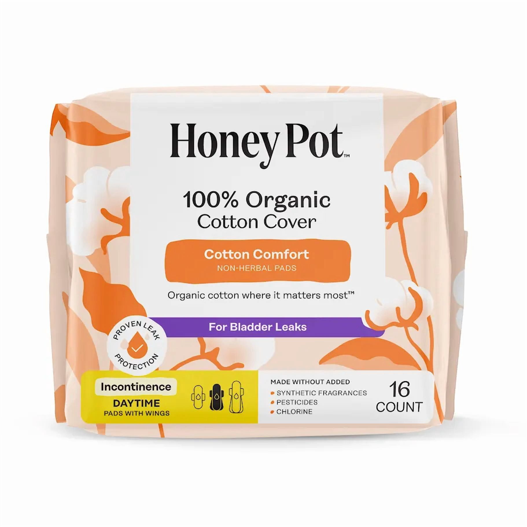 Honey Pot Cotton Comfort Incontinence Daytime Pads 16ct