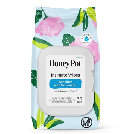 Honey Pot Intimate Wipes - Sensitive with Rosewater, 30 count
