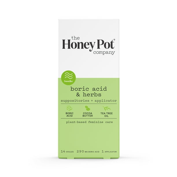 The Honey Pot Company, Boric Acid and Herbal Suppositories + Applicator, 14 ovules, 1 applicator