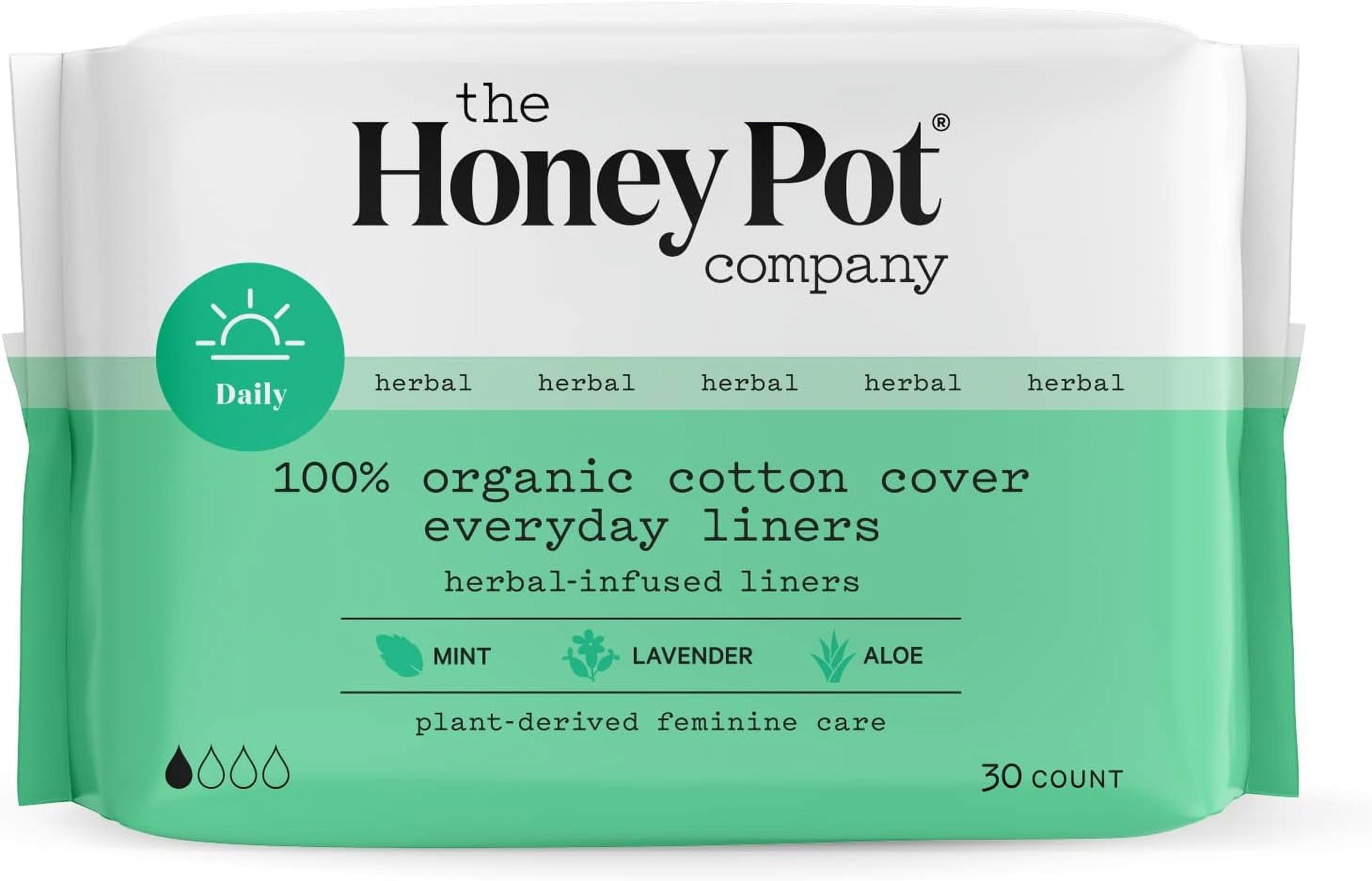 The Honey Pot Company Herbal Pantiliners, Organic Cotton Cover, 30 Ct, 2 Pack