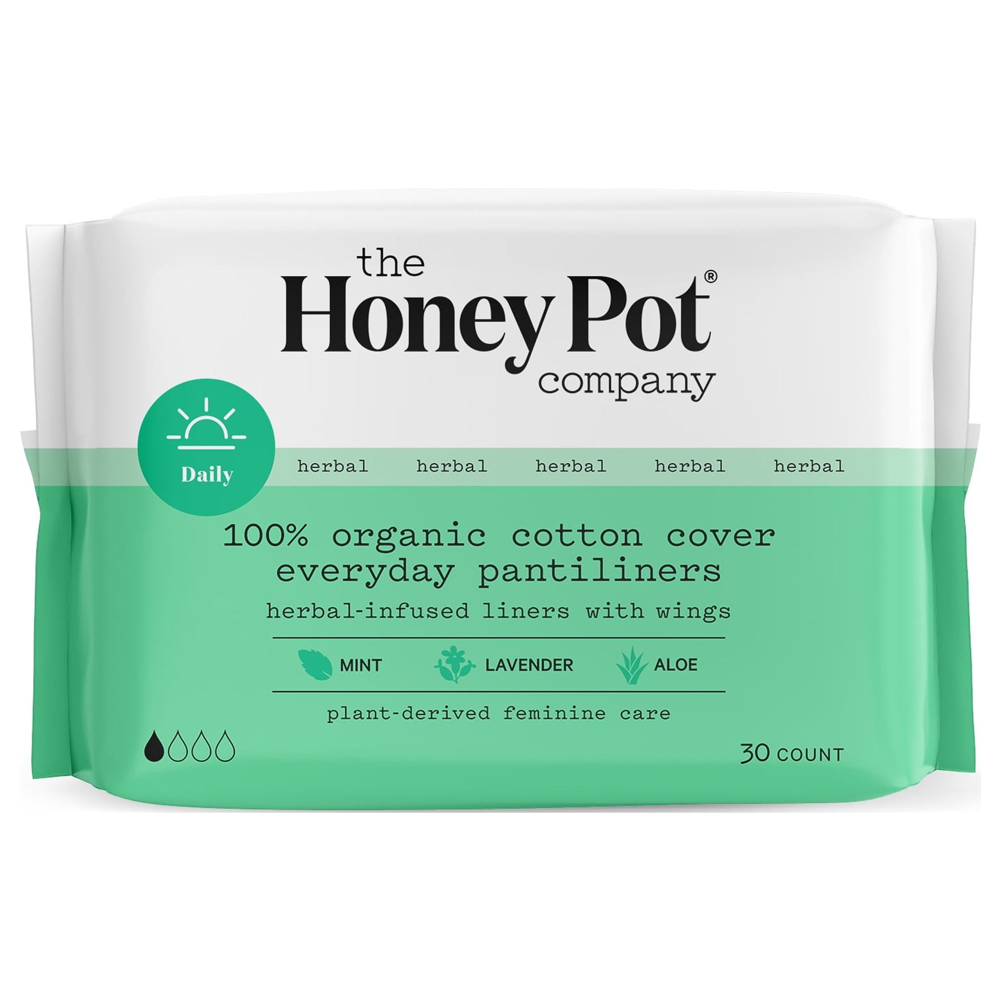 The Honey Pot Company, Herbal Pantiliners, Organic Cotton Cover