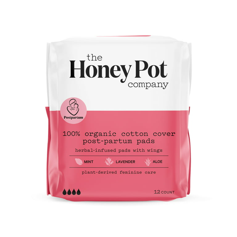 https://i5.walmartimages.com/seo/The-Honey-Pot-Company-Herbal-Post-Partum-Pads-with-Wings-Organic-Cotton-Cover-12-ct_26651c99-b8a5-4c8b-aa74-4c346f1f8da5.78675db0edd89f2ce0b58ae682bc9b79.jpeg?odnHeight=768&odnWidth=768&odnBg=FFFFFF