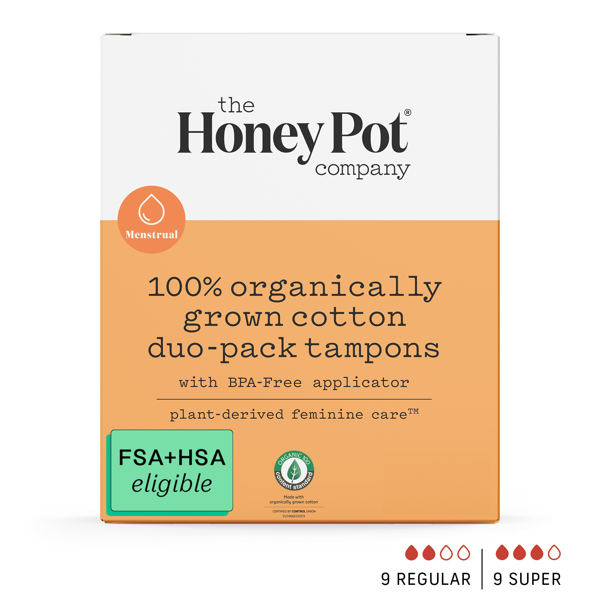 The Honey Pot Company, Organic Cotton DuoPack, BPAFree Applicator Tampons 18ct.