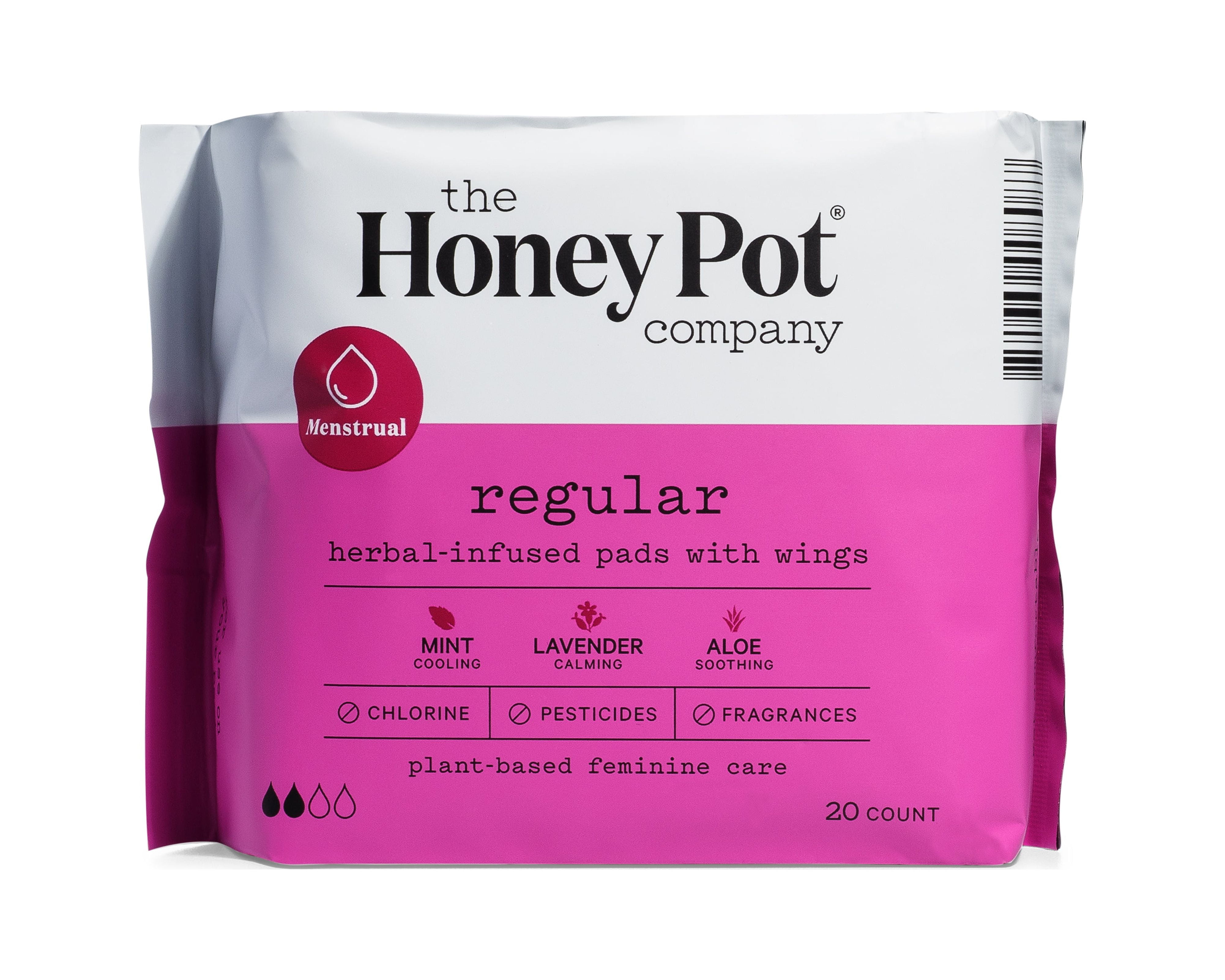 The Honey Pot Company Clean Cotton Super Absorbency Pads, Herbal-Infused  Pads with Wings, Plant-Derived Feminine & Menstrual Care – (Product) RED –  16