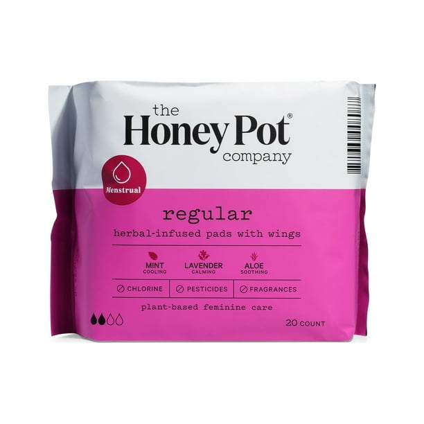 The Honey Pot Company, Regular Absorbency Pads with Wings, Organic