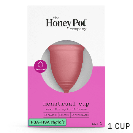 The Honey Pot Company, Silicone Menstrual Cup, BPA Free, Size 1 for Light-Medium flow, 1ct