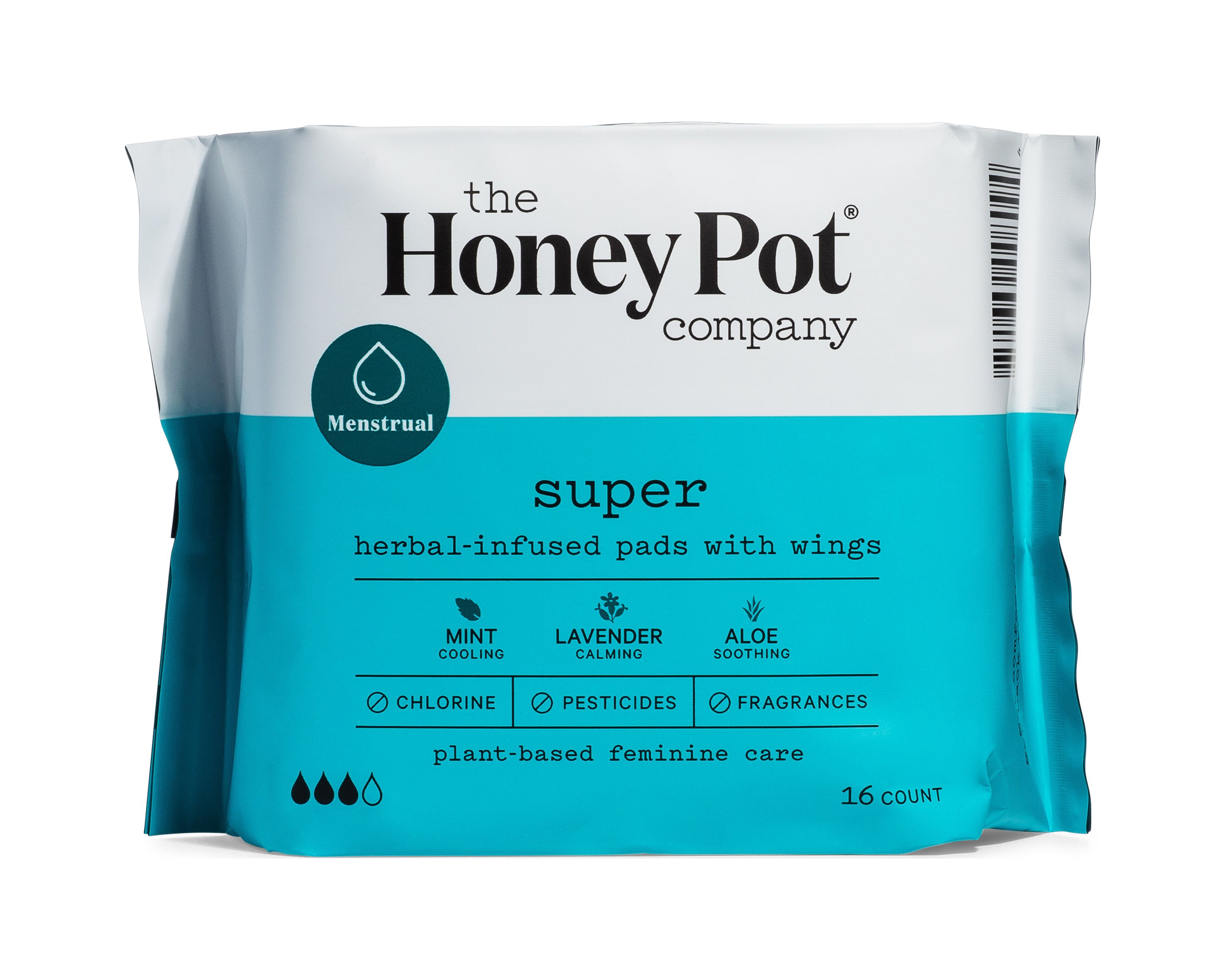 The Honey Pot Company Super Herbal Menstrual Pads with Wings, 16 Count - image 1 of 7