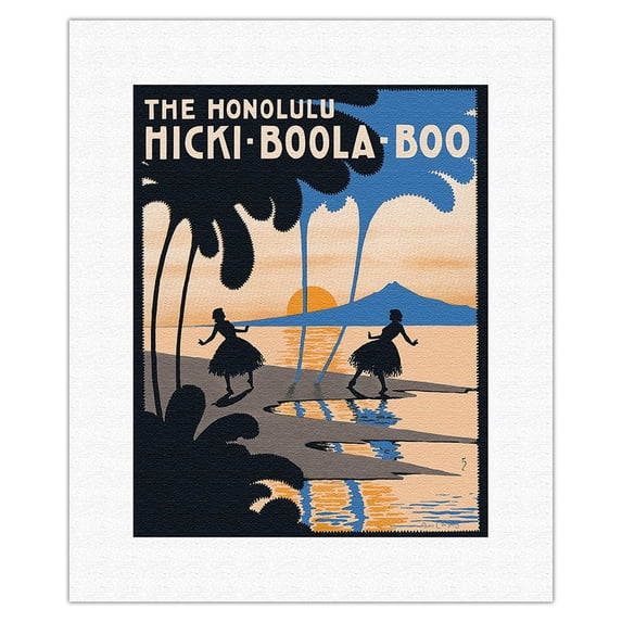 The Honolulu Hicki-Boola-Boo - Popular Hawaiian Song - Music by Albert Von Tilzer - Vintage Hawaiian Sheet Music by Andre De Takacs c.1916 - Fine Art Rolled Canvas Print (Unframed) 11in x 14in