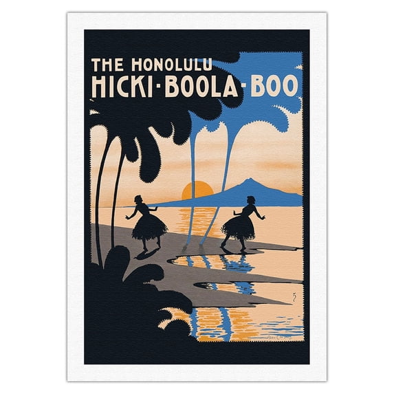The Honolulu Hicki-Boola-Boo - Popular Hawaiian Song - Music by Albert Von Tilzer - Vintage Hawaiian Sheet Music by Andre De Takacs c.1916 - Fine Art Rolled Canvas Print (Unframed) 27in x 40in
