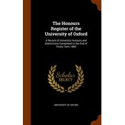 The Honours Register of the University of Oxford Hardcover