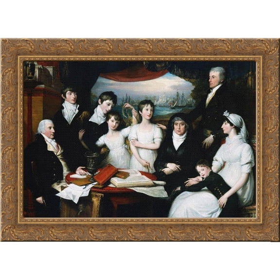 The Hope Family of Sydenham Kent 24x18 Gold Ornate Wood Framed Canvas Art by Benjamin West
